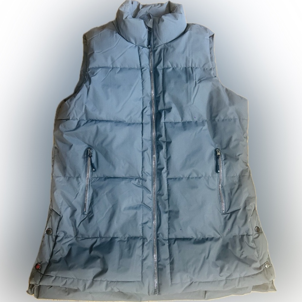 NWOT Big Chill SZ 1X Gray puffer vest w/gun metal zipper accents/bust 48” - Picture 4 of 8